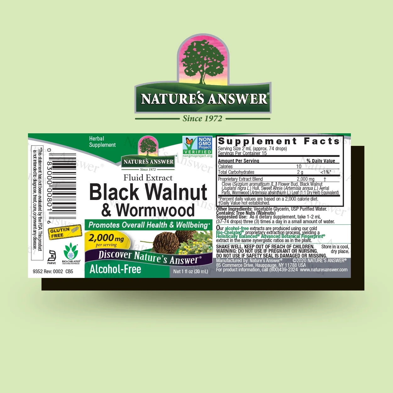 Nature’S Answer Black Walnut & Wormwood 2,000 Mg, Alcohol-Free Herbal Supplement, 1 Fl Oz