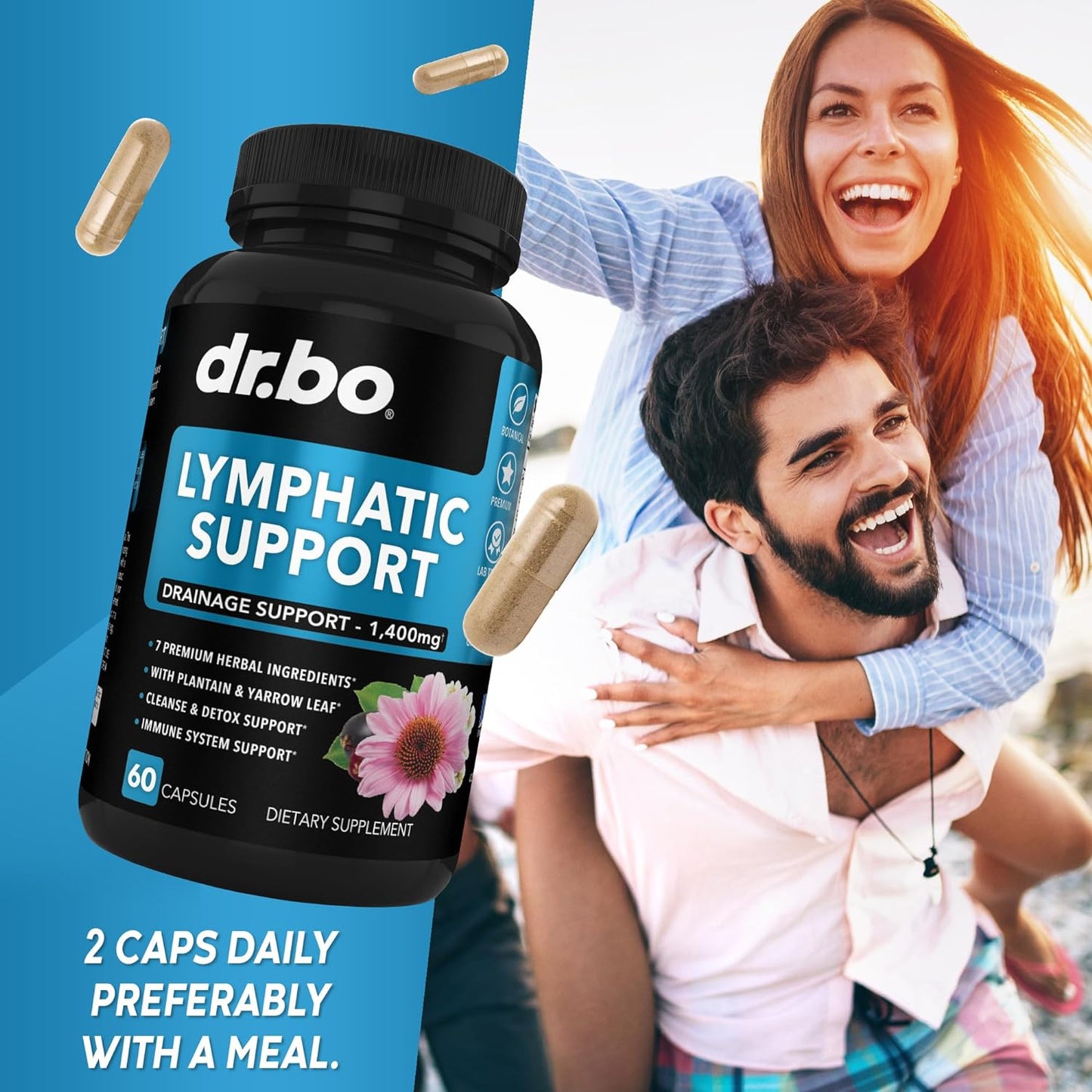 Lymphatic Drainage Supplements Pills - Lymphatic Support Total Herbal Cleanse Products with Echinacea Lymph System Support Supplement for Nodes Legs & Neck - Lymph Node Detox Cleanse System Drainage