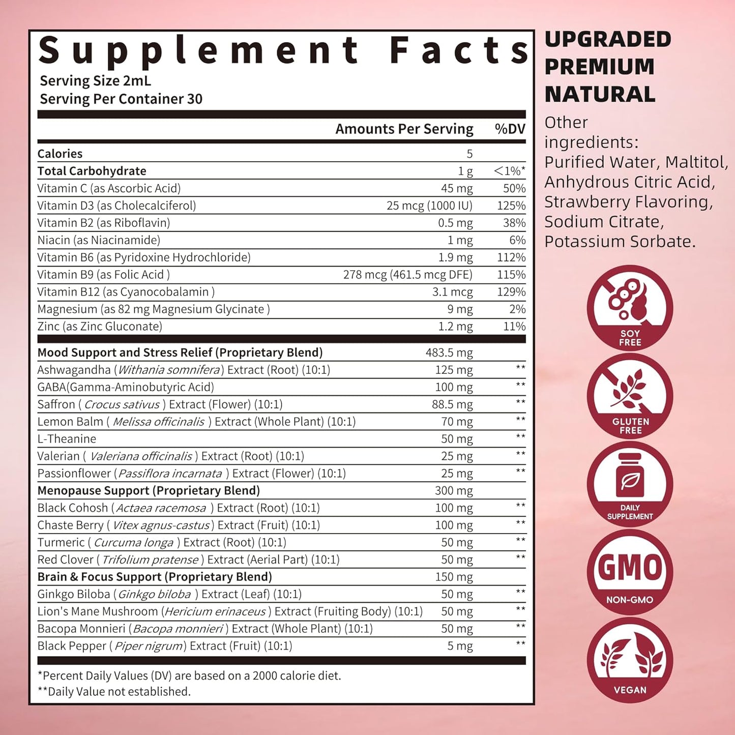 Saffron Extract Supplements Drop - 24-In-1 88.5Mg Saffron Extract with Ashwagandha,Black Cohosh & Lion'S Mane for Mood&Focus,Stress Relief,Cortisol Reducer,Menopause – Vegan 2FL OZ