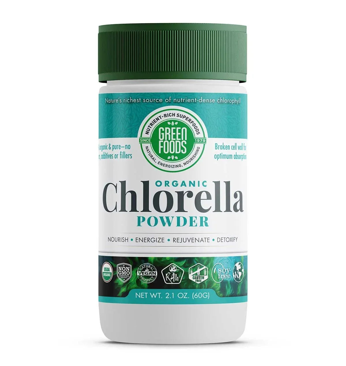 Organic Chlorella Powder 2.1 Oz Powder