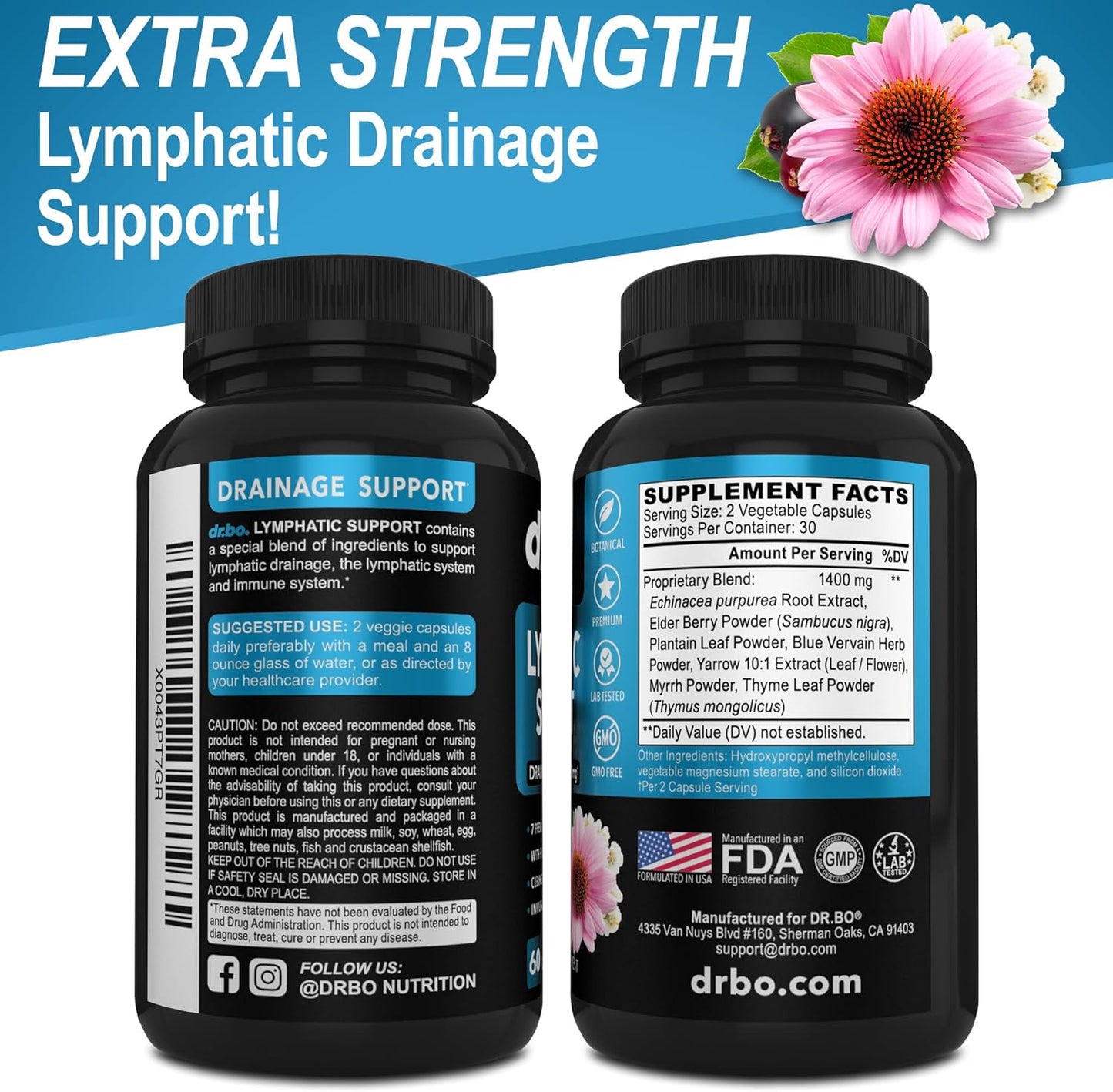 Lymphatic Drainage Supplements Pills - Lymphatic Support Total Herbal Cleanse Products with Echinacea Lymph System Support Supplement for Nodes Legs & Neck - Lymph Node Detox Cleanse System Drainage